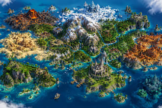 create custom minecraft map, world, terrain, lobby hub fantasy and adventure map