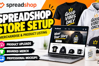 setup spreadshop store and upload print on demand products