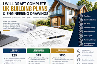 draft UK architectural plans, building drawings, mep and hvac layouts