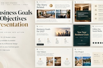 design a new year business goals and objectives presentation