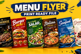 design a modern print able menu, food flyer