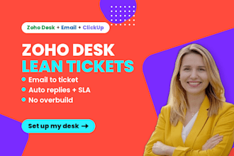 zoho desk setup, zoho desk ticketing, clickup to zoho desk, help desk email