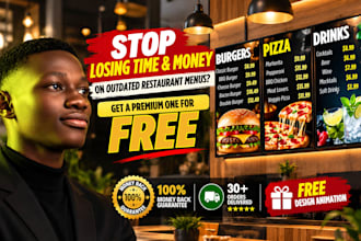 design digital menu board, qr code menu, bar menu, TV drink menu, TV screen menu