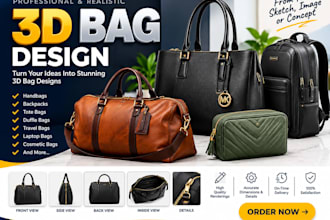 design a professional 3d bag mockup and packaging