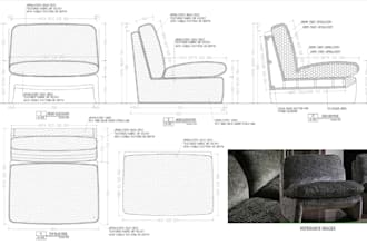 provide lounge chair shop drawing,upholstered furniture design for manufacturing