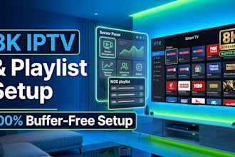 offer m3u playlist restream solution with vod, 8k server with panel