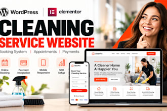 build wordpress cleaning website with online booking, payment integration setup