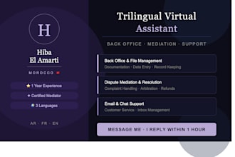 provide trilingual back office support and virtual assistant services