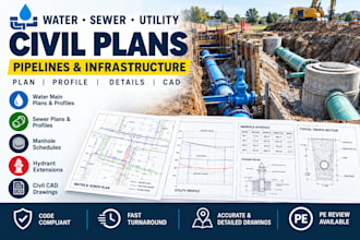 water main sewer utility plans profiles manhole schedules hydrant extensions civ