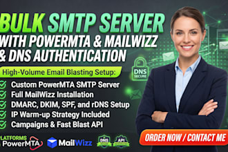 build bulk SMTP server with powermta dns mailwizz for email campaigns blast api
