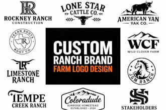 design a unique farm, ranch, livestock, and western logo for your business