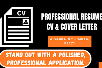 perfectly write an ats winning resume, CV, cover letter, and linkedin profile