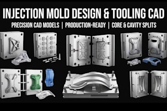 design plastic injection mold core cavity and tooling cad model for moulding