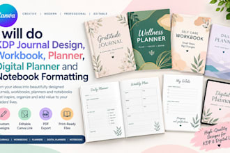 do KDP journal design, workbook, planner digital planner and notebook formatting
