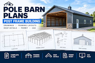 pole barn plans post frame building drawings roof framing layouts foundation det