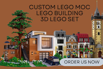 design custom 3d lego building lego house moc with instructions and parts list
