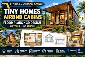 design florida tiny homes, airbnb cabins, floor plans and permit drawings