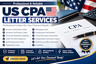 prepare US CPA income and business verification letters