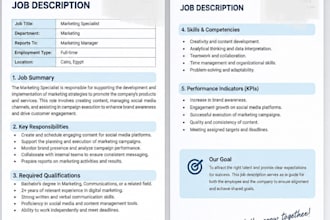 write professional job descriptions and HR procedures