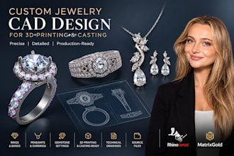 custom jewelry cad ring pendant earring rhino matrixgold 3d printing casting