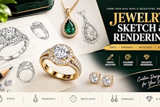 draw jewelry sketch pencil sketch jewelry rendering rings necklace pendants 3d