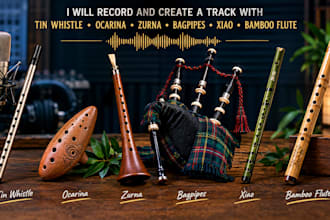 record tin whistle, ocarina, zurna, bagpipes, xiao and bamboo flute for track