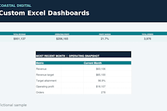 build custom excel dashboards KPI trackers and business reports