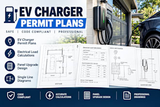 ev charger perm plans electrical load calculations panel upgrade single line d