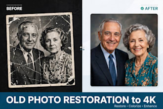 restore old photos to HD 4k and colorize damaged photos