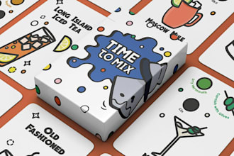 design drinking card game, adult party cards couples playing deck, box, rulebook