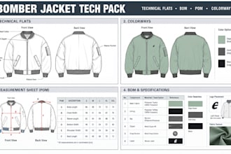 create professional bomber jacket and streetwear tech pack for you