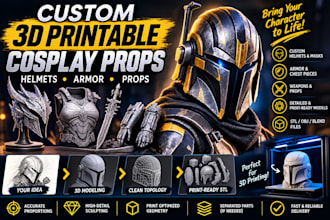 create custom 3d printable cosplay props, helmets and armor
