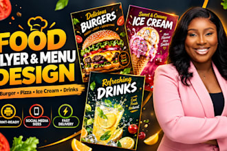 design food flyer, restaurant menu, burger poster and ice cream poster