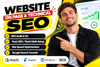 do technical on page seo optimization for framer shopify wordpress wix website