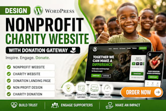 design wordpress nonprofit charity website with donation gateway