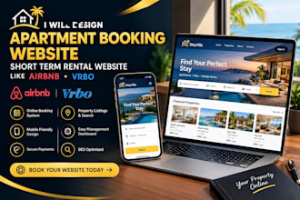 design apartment booking website, short term rental website like airbnb, vrbo
