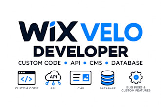 wix velo developer for wix custom code, wix api integration database and bug fix