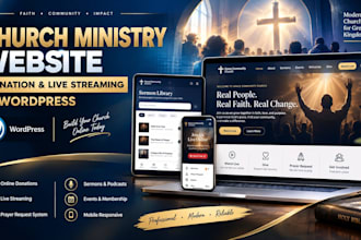 design church ministry prayer website with donation and live streaming