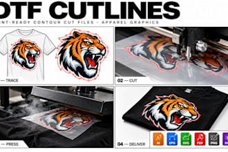 create dtf sticker cutlines, print ready contour cut files for apparel graphics