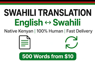 translate swahili to english  and english to swahili