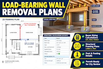 design residential load bearing wall removal framing plans