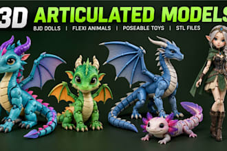 create 3d articulated model bjd dolls flexi animals and toys stl for 3d printing