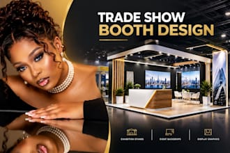 design trade show booth, exhibition stand and event backdrop