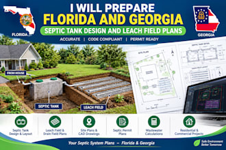 prepare florida and georgia septic tank design and leach field plans