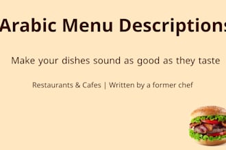 write appetizing arabic menu descriptions