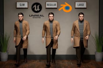 create metahuman modern clothing fitted for slim, regular, large bodies