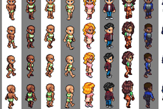 do pixel art sprite and animation, pixel sprite sheet, pixel character and asset