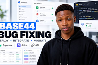 fix base44 bugs, deploy apps, integrate apis and migrate base44, base44 expert
