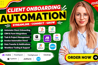 automate client onboarding with make com, hubspot, gohighlevel and clickup