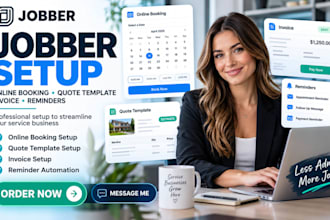 setup jobber online booking,quote template,invoice and remainders